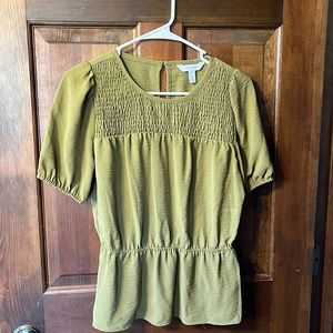 Green silk blouse